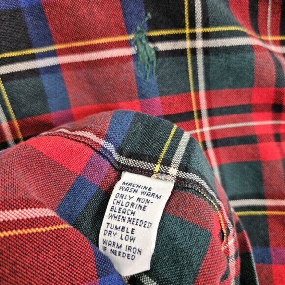 Ralph Lauren Classic Fit Plaid Shirt Red Blue Green Button-Down Men's Size L - Picture 7 of 10